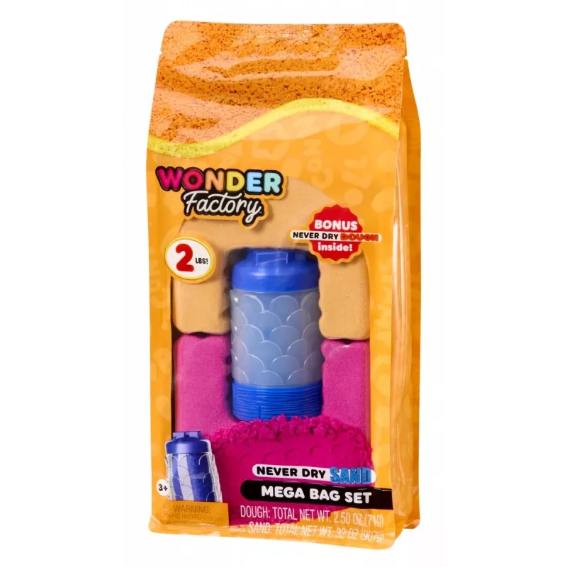 Areia cinética Wonder Factory Never Dry Sand Bag, laranja vermelho