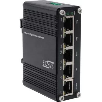 Switch Ethernet PoE Exsys EX-62020POE — Mini 5 portas 5×10/100/1000Tx