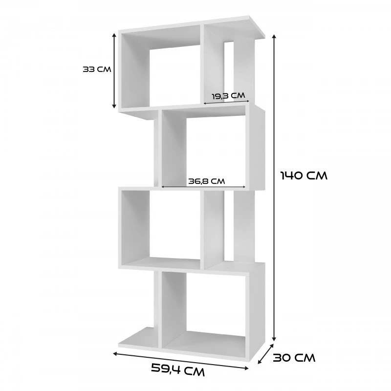 Estante FIESTA 4P 59,5x30x140 cm, branco
