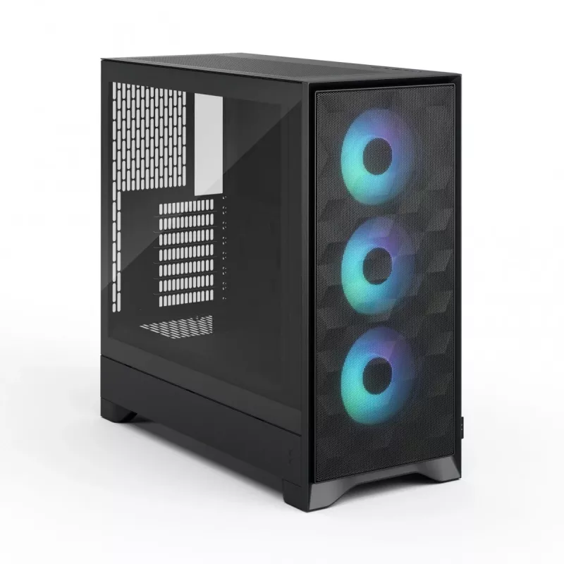 Caixa de PC Midi-Tower Fractal Design Pop 2 Air preto Solid — suporte ATX, 3 ventoinhas frontais de 120 mm, baías para unidades de 2,5/3,5