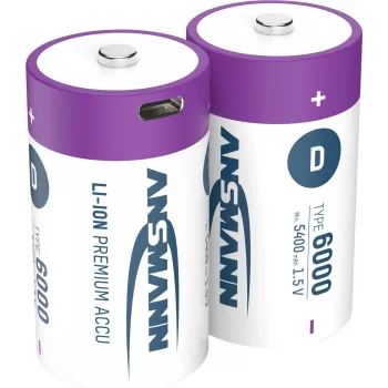 1314-0005 pilhas recarregáveis Li-Ion Mono D 6000 min. 5400 mAh caixa de 2 - pilha - Mono