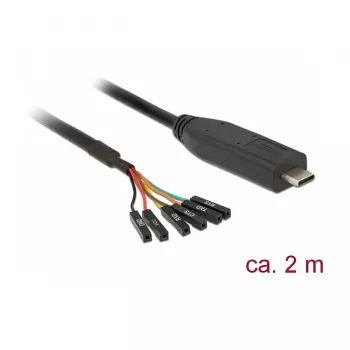 Cabo serial DeLOCK 63946 USB 2.0 Type-C 2m preto