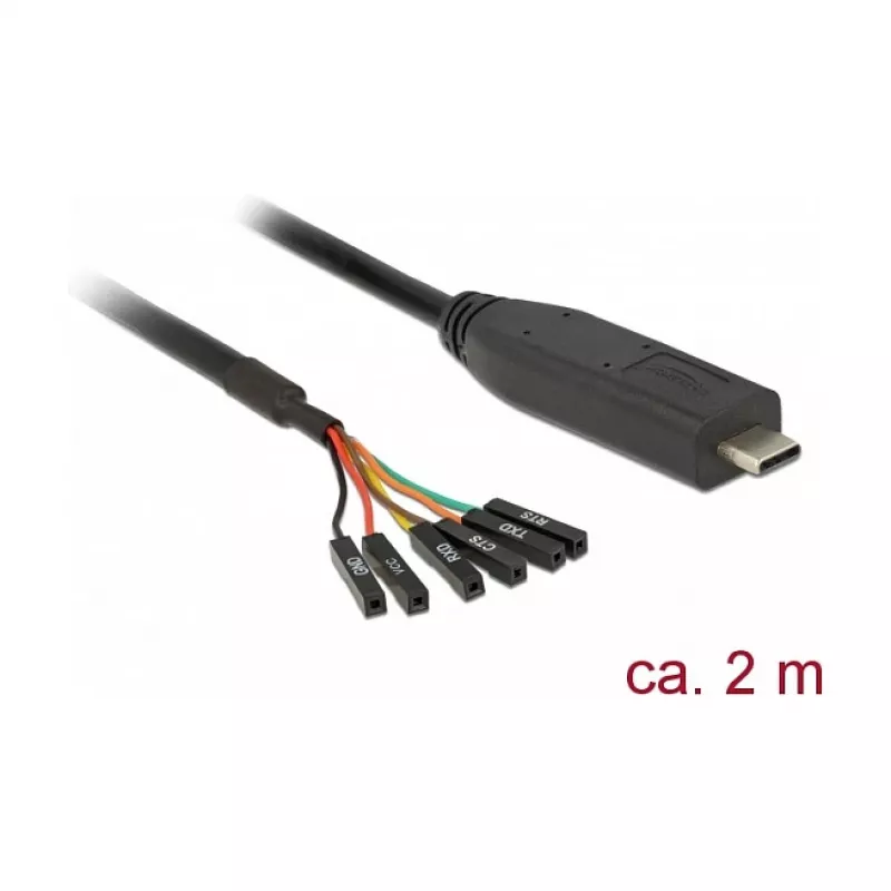 Cabo serial DeLOCK 63946 USB 2.0 Type-C 2m preto