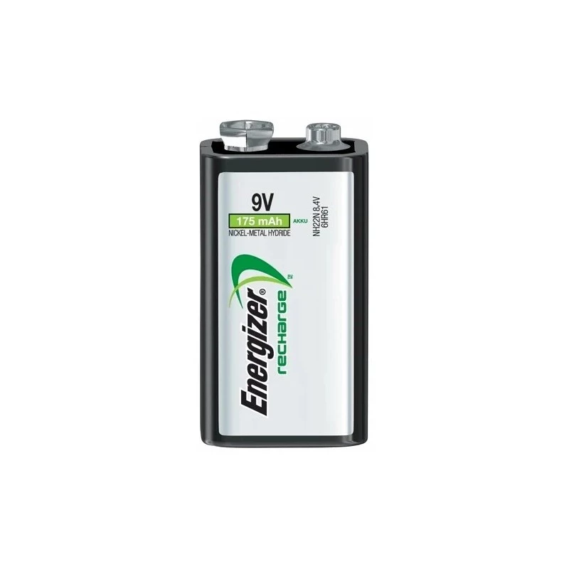 Pilha recarregável NiMH Energizer 9V PP3 175mAh pack individual
