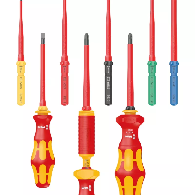 Kraftform Kompakt VDE 16 Universal 1 Tool Finder, 16 peças, chaves de fendas vermelho/amarelo, incl. punho de encaixe, testador de fase, lâminas intercambiáveis VDE