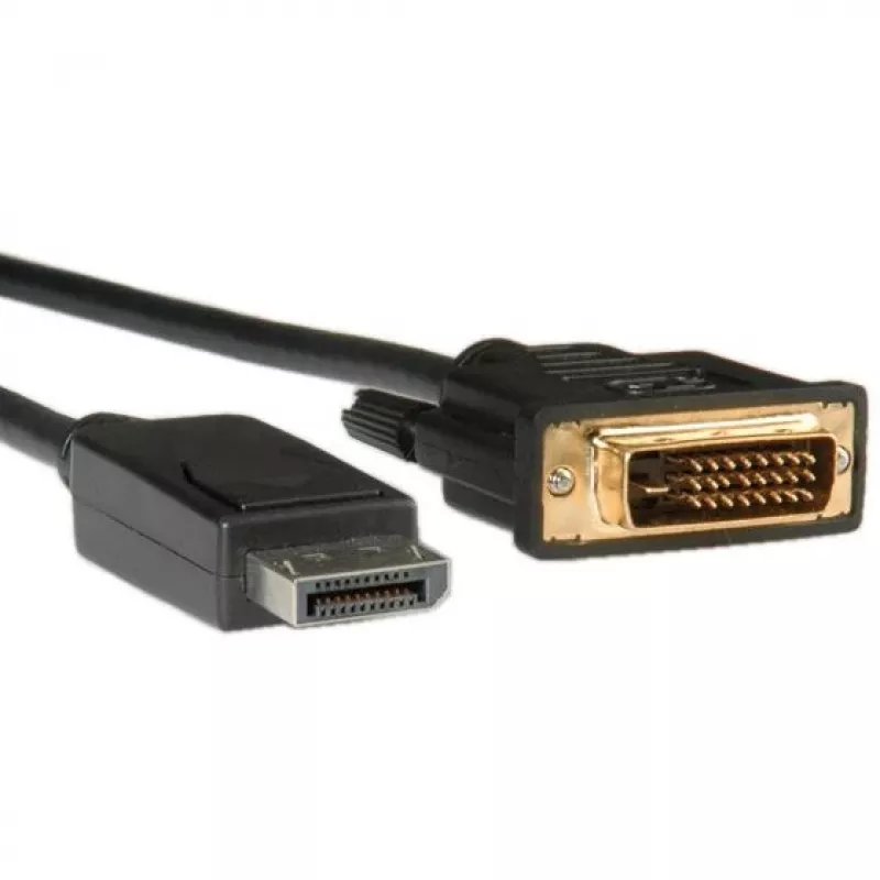ROLINE - Cabo de vídeo - DisplayPort (M) - DVI-D (M) - 1 m (DisplayPort 1.1) - parafusos serrilhados - preto (11.04.5771)