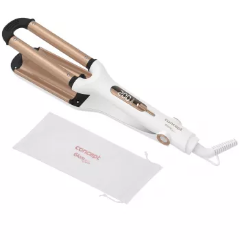 Ferro de encaracolar Concept GLAM Style KT2140 — 100 W, 120–200 °C, 9 níveis de temperatura, cabo rotativo de 1,8 m, dourado