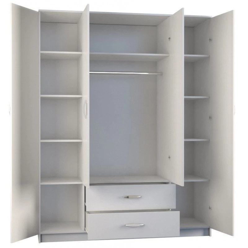 Topeshop ROMANA 160 BIEL KPLB Roupeiro/armário de quarto 11 prateleiras 4 porta(s) branco
