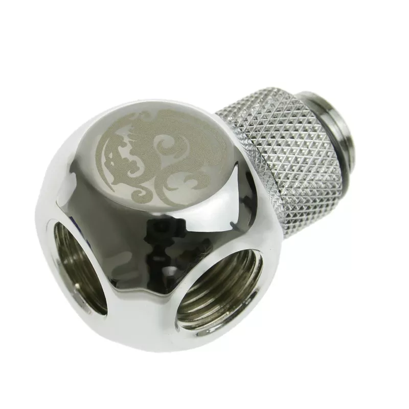 Adaptador Bitspower T G1/4 polegadas macho para 2x G1/4 polegadas fêmea - rotativo, TII, prateado brilhante