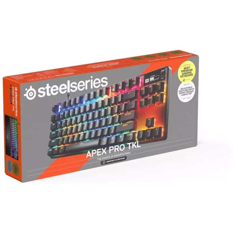 Teclado mecânico para gaming STEELSERIES Apex Pro TKL Gen 3 OmniPoint — Tenkeyless, atuação ajustável, layout compacto