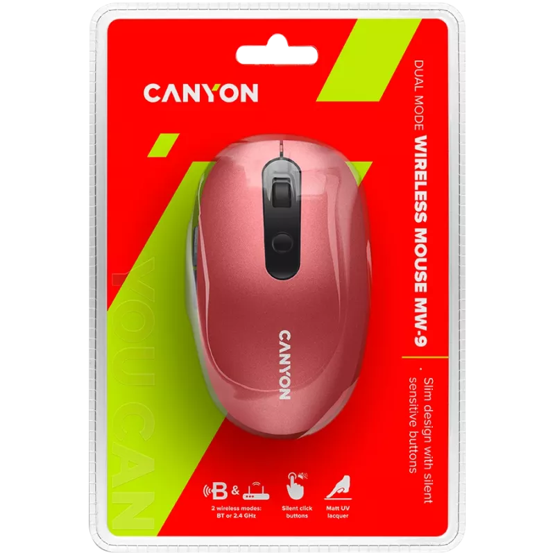 Rato CANYON MW-9 modo duplo sem fios Vermelho