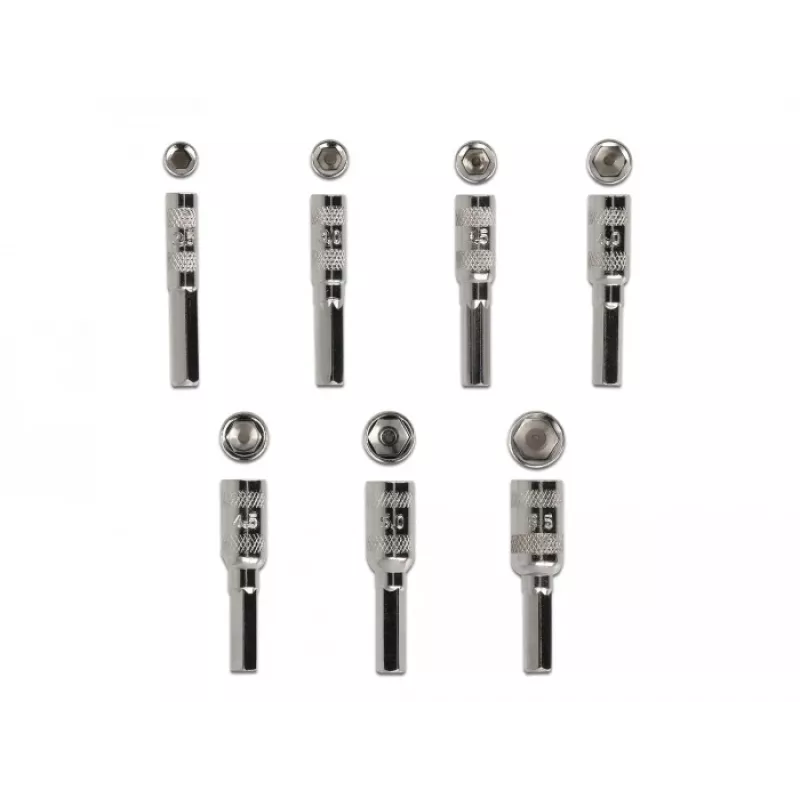 Conjunto de chaves de fendas DeLOCK 90551 8 peças sextavado exterior fenda oca 2,5 - 5,5 mm