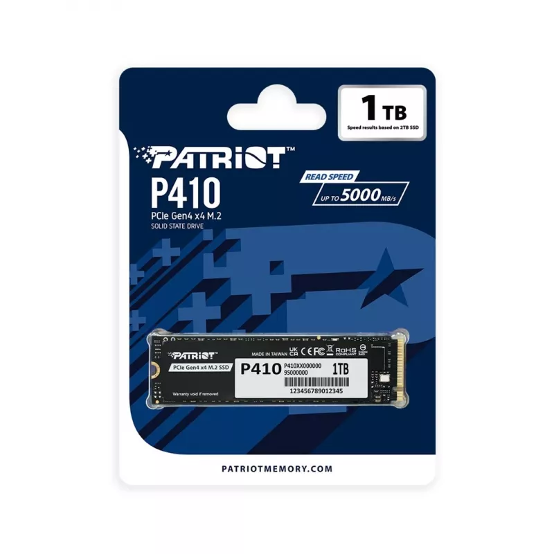 Unidade de estado sólido PATRIOT P410 1 TB M.2 NVMe, 5 Gbit/s, 1000 GB