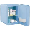 Mini-frigorífico com espelho de maquilhagem LED Elle 4 L azul — frigorífico pessoal para cosméticos