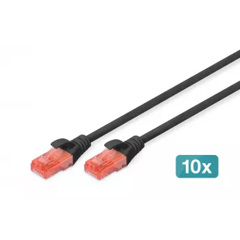 Cabo de rede Digitus CAT 6 U/UTP 0,5m RJ-45 preto