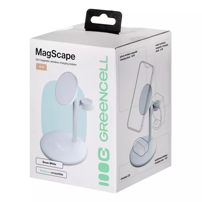 GREEN CELL CARREGADOR POR INDUÇÃO MAGSCAPE BRANCO
