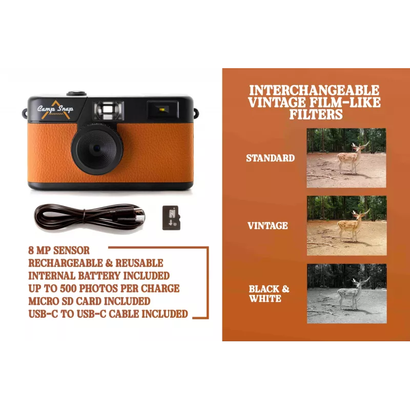 Câmara digital sem ecrã Camp Snap CS-V105-BR-JP — câmara compacta castanha sem ecrã