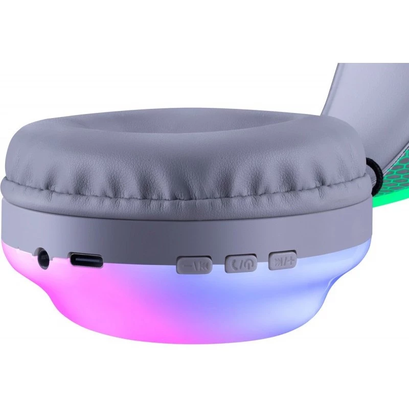 Defender FreeMotion B651 63651 auscultadores sem fios supra-auriculares, Bluetooth 5.3, retroiluminação RGB, 20–20000 Hz, 105 dB, USB-C, AUX, brancos