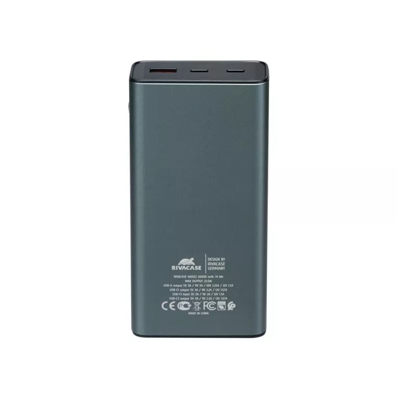 Powerbank Rivacase VA1022 20000 mAh USB carregador portátil