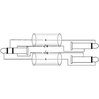 Cabo adaptador Omnitronic 3,5 mm para 2×6,3 mm, 6 m, preto