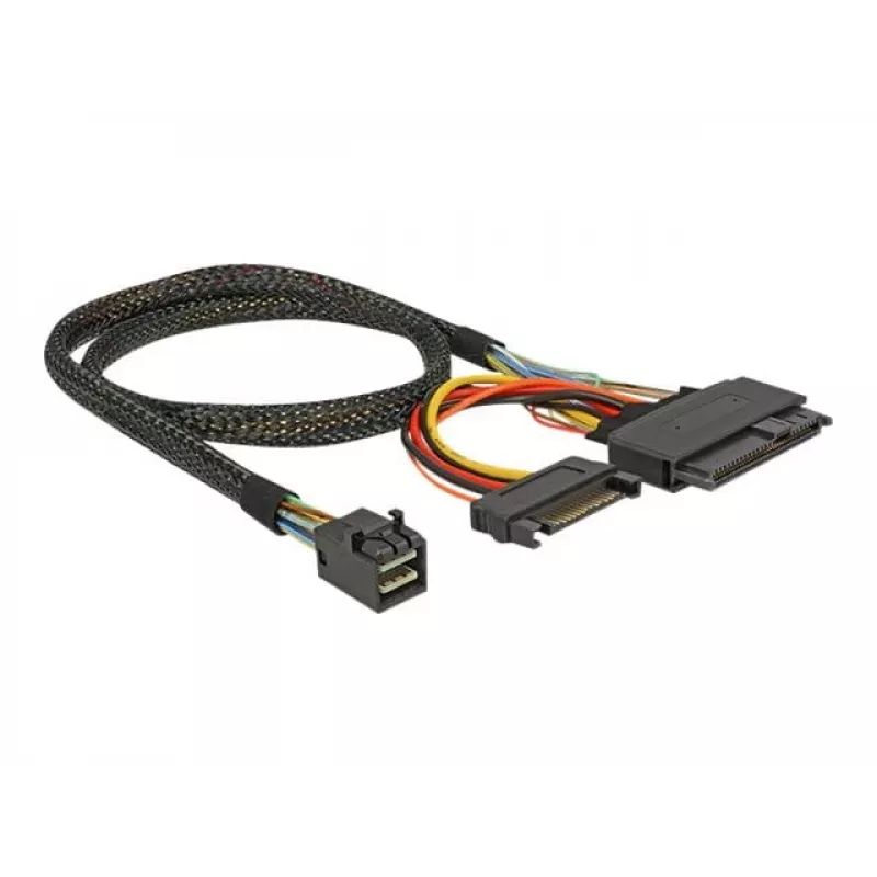 Cabo Delock SFF-8643 macho > U.2 SFF-8639 fêmea + conector de alimentação SATA 50 cm (84819)