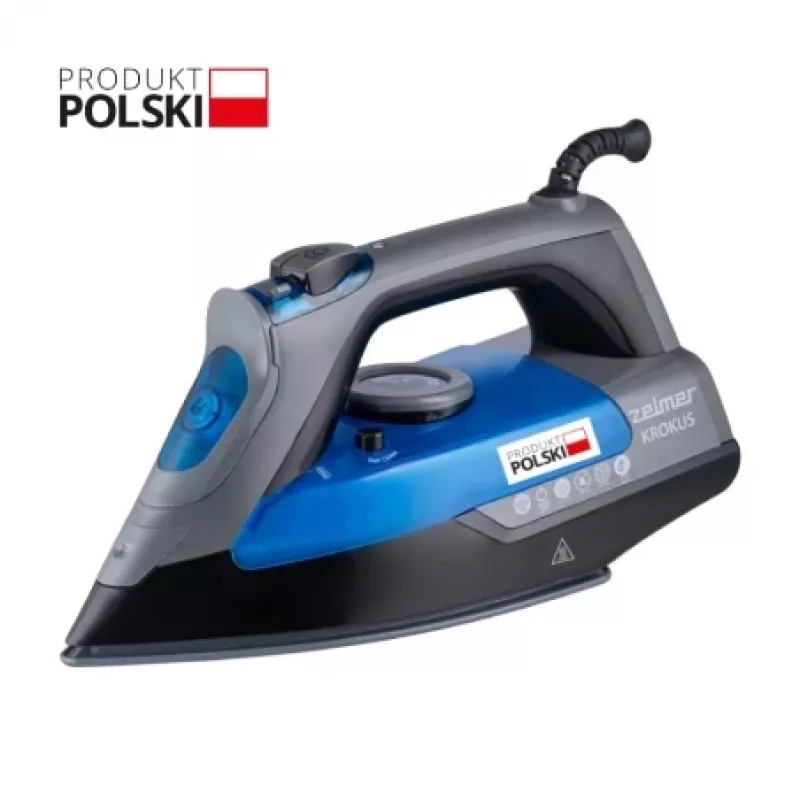Zelmer Krokus ZIR3220 ferro a vapor, 3000 W, jato de vapor de 200 g, base de cerâmica, azul