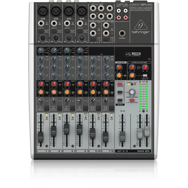 Misturadora de áudio Behringer Xenyx 1204USB 12 canais cinzento