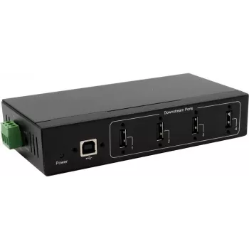 Hub USB Exsys EX-11214HMVS — Hub metálico de 4 portas com proteção ESD de 15 kV