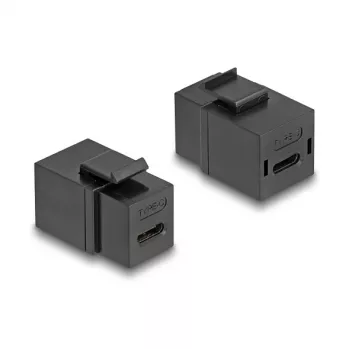 Módulo Keystone DeLOCK USB 2.0 Type-C fêmea para fêmea preto