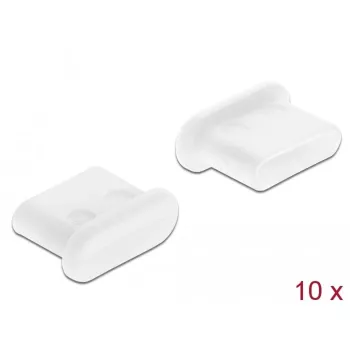 Tampa antipoeira para conector fêmea USB Type-C DeLOCK 64095 10 unid. branco