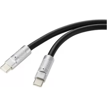 Cabo USB-C® Renkforce USB 2.0 conector macho USB-C®, conector macho USB-C® 0,50 m preto RF-6056870 (RF-6056870)