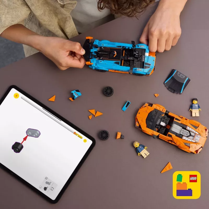 Conjunto LEGO Speed Champions 77238 — Lamborghini Revuelto & Huracán STO, 607 peças, 2 minifiguras, idade recomendada 10+