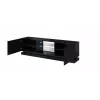Móvel de TV Cama QIU 200 MDF preto brilhante/preto brilhante