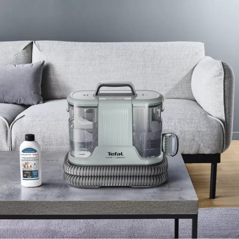 Limpa manchas portátil Tefal Clean It Compact Pet IZ3020F0 — aparelho manual para limpeza de estofos e manchas de animais