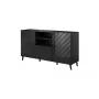 Cómoda cama meble ABETO 150x42x82 cm, preto alto brilho, estrutura MDF, 1 gaveta