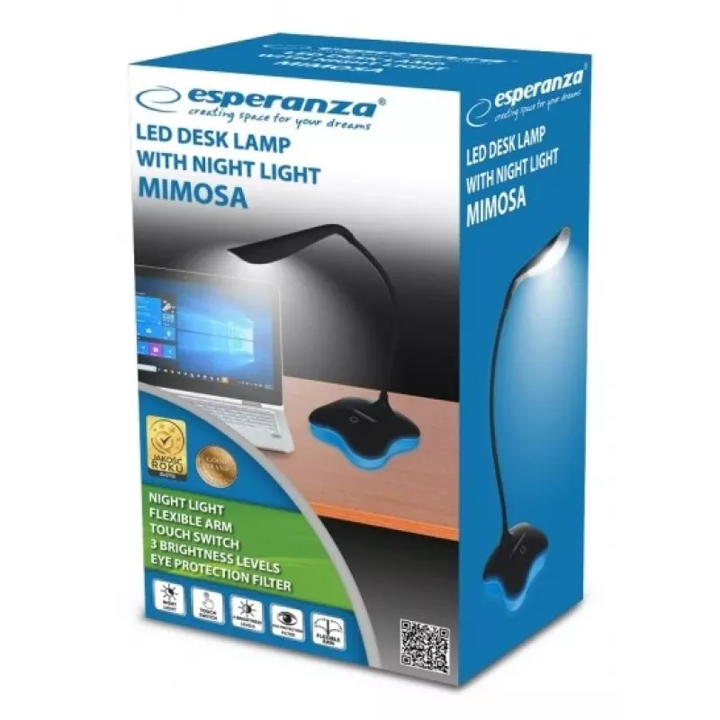 Esperanza ELD105K Mimosa candeeiro de secretária LED, 3 W, preto