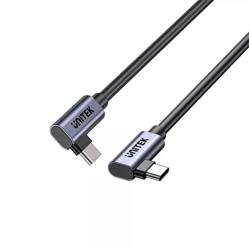 Cabo USB-C Unitek C14147ABK01 90°–90° PD 100W 0,5 m, angular para angular, preto