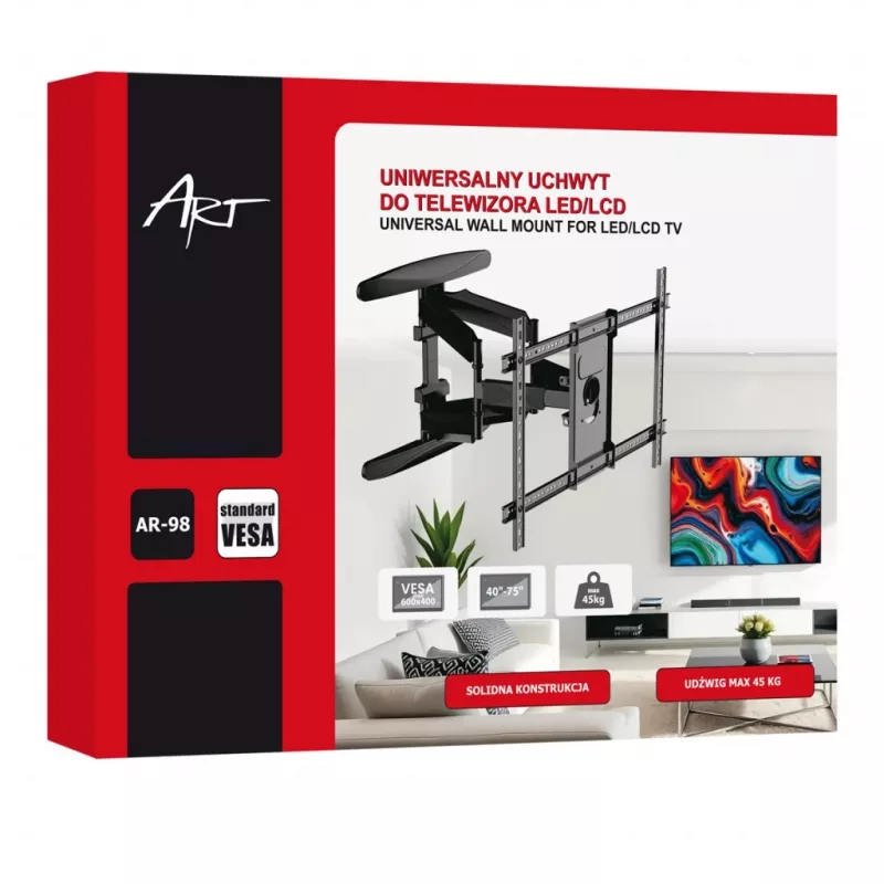 Suporte de TV LCD/LED GART 40-75 45 kg ajuste vertical/horizontal 58-380 mm VESA máx. 600x400