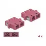Acoplador de fibra ótica SC fêmea-fêmea DELOCK 85998, violeta, pack de 4
