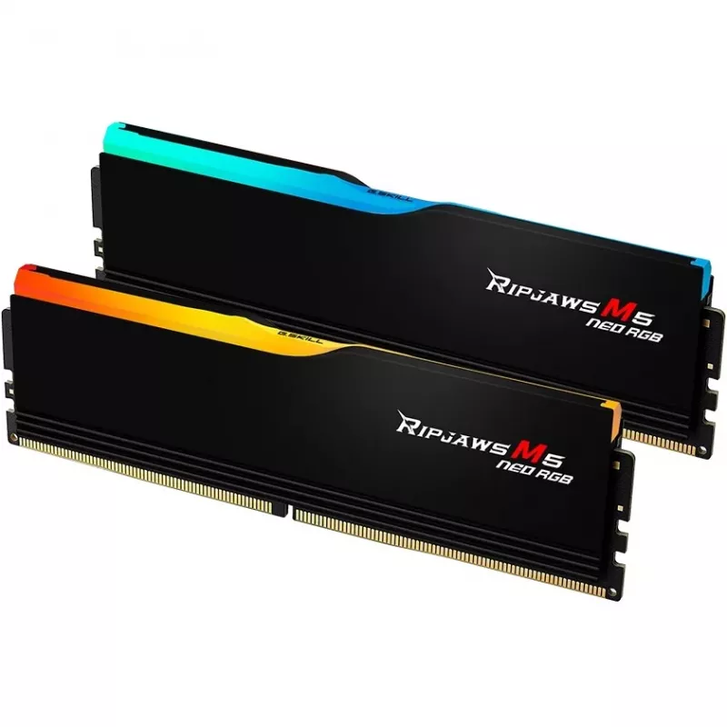 DIMM 64 GB DDR5-6000 (2x 32 GB) Dual-Kit, memória preta, F5-6000J3238G32GX2-RM5NRK, Ripjaws M5 Neo, AMD EXPO