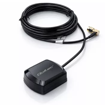 Antena GPS/GLONASS exterior QOLTEC 28 dBi 50 W com ficha SMA em ângulo reto