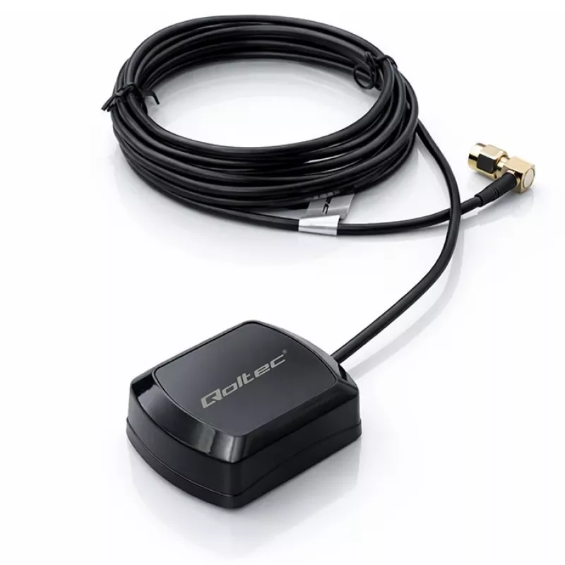 Antena GPS/GLONASS exterior QOLTEC 28 dBi 50 W com ficha SMA em ângulo reto