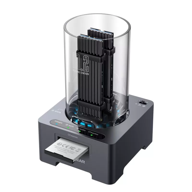 Estação de acoplamento GrauGear G-M2DK-CR-10G M.2 NVMe/NGFF e CFexpress USB Type-C 10 Gbit/s cinzento