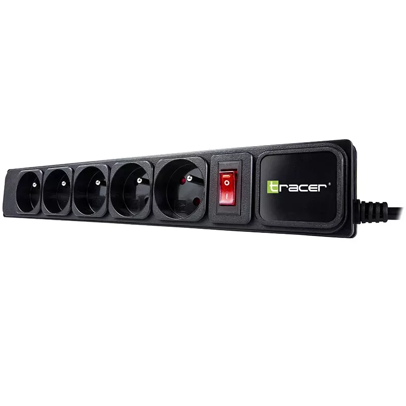 Tracer PowerGear preto 5 tomadas AC 1,5 m 2300 W