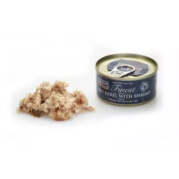 Comida húmida para gatos FISH4DOGS Cavala com Camarão 70 g — gatos adultos, sabor a peixe, lata, sem glúten