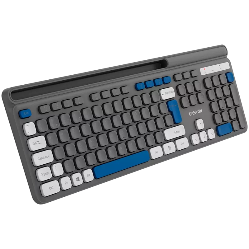Teclado sem fios CANYON HKB-W03 cinzento – design compacto, alimentado por pilhas AAA, modelo CNS-HKBW03DG