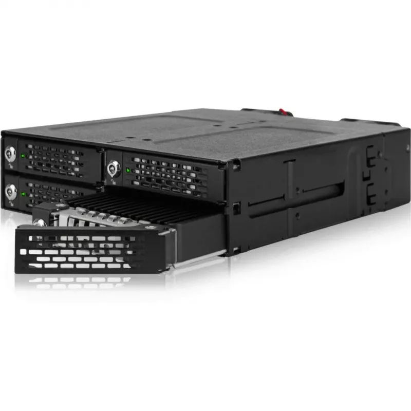 ICY DOCK - ToughArmor MB720MK-B V3 - 4x PCIe 4.0 M.2 NVMe para 4x OCuLink em 1x baía de 5,25 moldura móvel metal preto com fecho de chave (compatível com Tri-Mode)