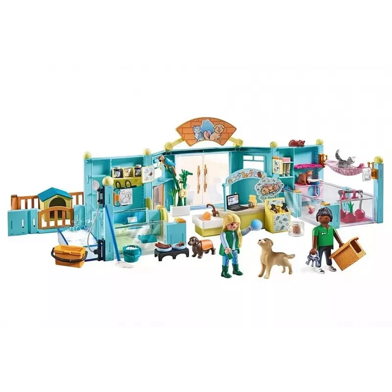 Figura de brincar PLAYMOBIL My Life 71742 Hotel de animais com figuras – conjunto de jogo com edifício de hotel e figuras de animais