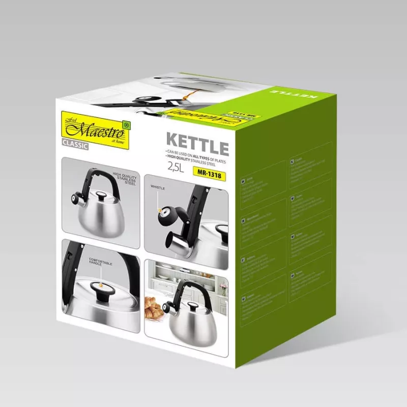 Chaleira Maestro MR-1318 de 2,5 l, prateado, preto