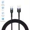 Cabo de dados Tellur USB para Type-C LED trançado em nylon 1,2 m preto